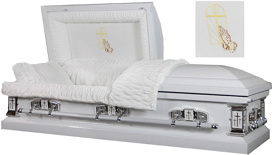 8004 - 18 Gauge Steel CasketWhite Velvet Interior