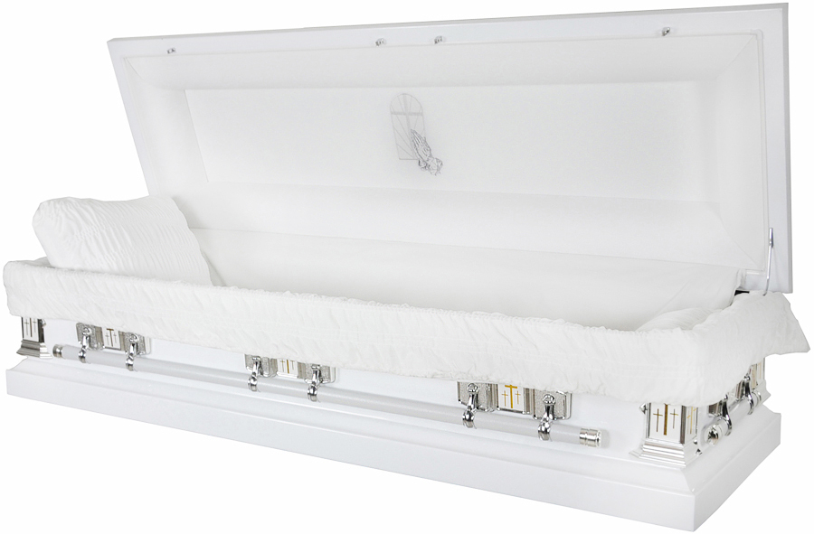 8005-FC- Full Couch 18 Gauge SteelWhite Finish - White VelvetSilver Hardware