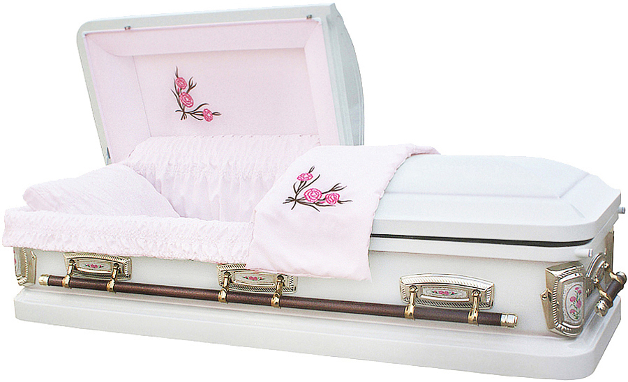8007-Carnation - 18 Gauge Steel CasketLight Pink Velvet Interior