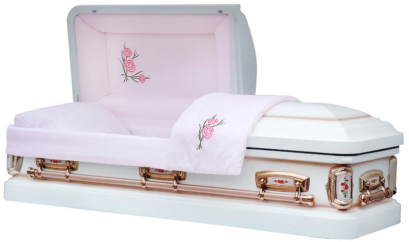 8009 - Carnation Casket, 18gaLt Pink Velvet, Copper Hardware