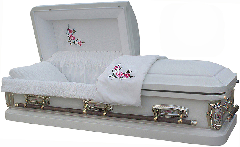 8012 -Carnation/Primrose Casket 18gaWhite Velvet, Gold Hardware