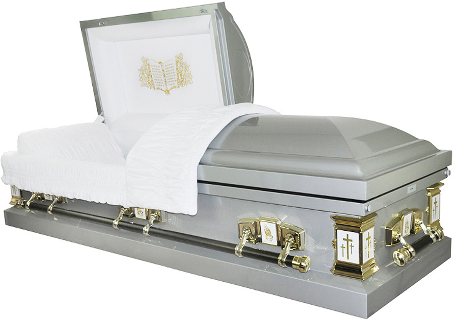 8026 - 18 Gauge Steel CasketWhite Velvet Interior