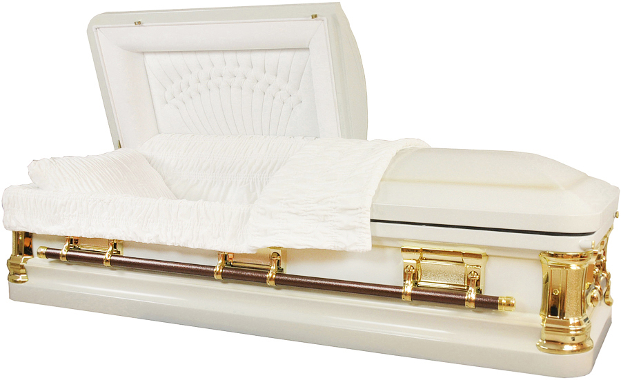 8060 - Off-White with Gold Accents 18gaWhite Velvet, Gold Hardware
