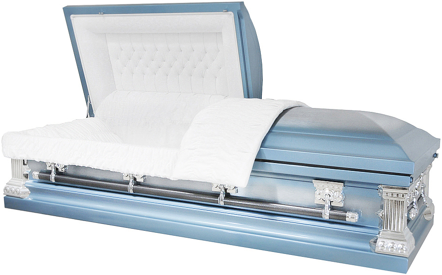 8099 - Light Blue w/Silver Accents, Brushed, 18gaWhite Velvet, Silver Hardware
