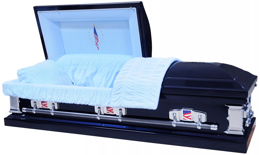 8121 - 18 Gauge Steel CasketNavy Blue Finish / Patriotic Head Panel