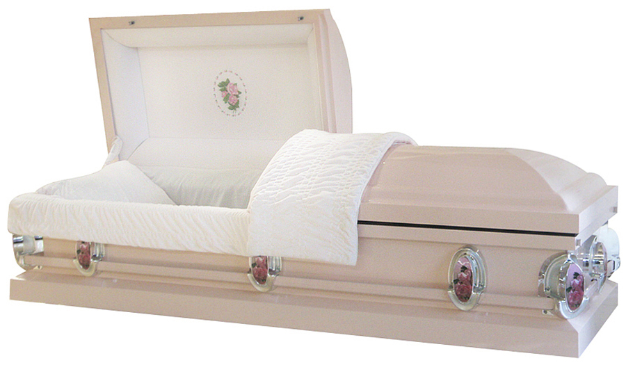 8135 - Light Pink Finish Casket 18 gaLight Pink Velvet Interior