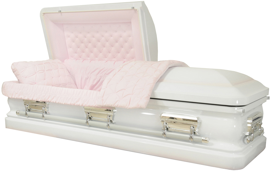 8156 - White Finish w/ Pink Accents 18 gaPink Velvet - Silver Hardware