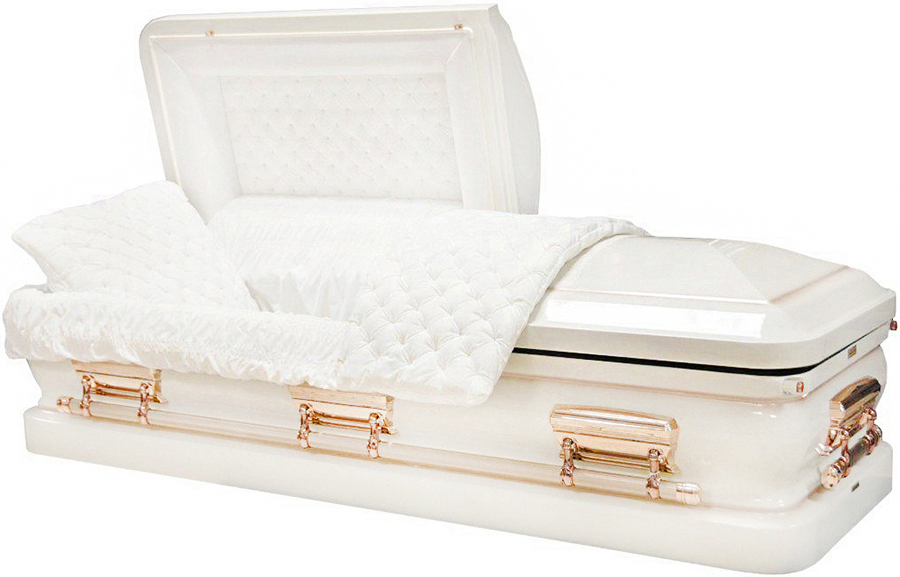 8167 - Eggshell White finish w/ Copper accent Quilted Velvet - Copper Hardware