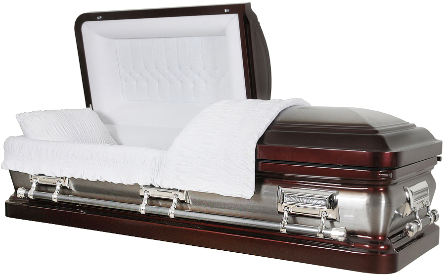8187 - Auburn, Dark Red Casket, 18gaBurgundy, Brushed - White Velvet