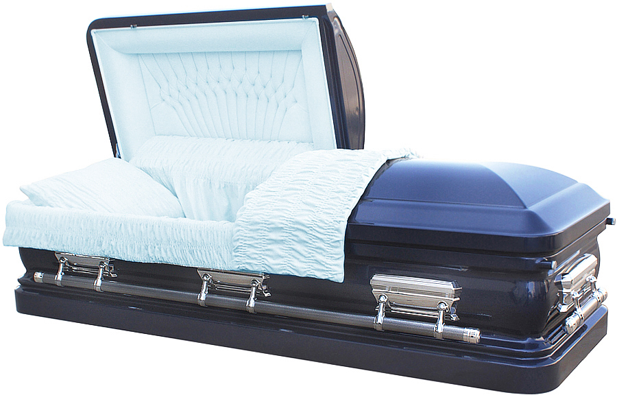8235A - Navy Blue Casket, 18gaWHITE VELVET, silver hardware