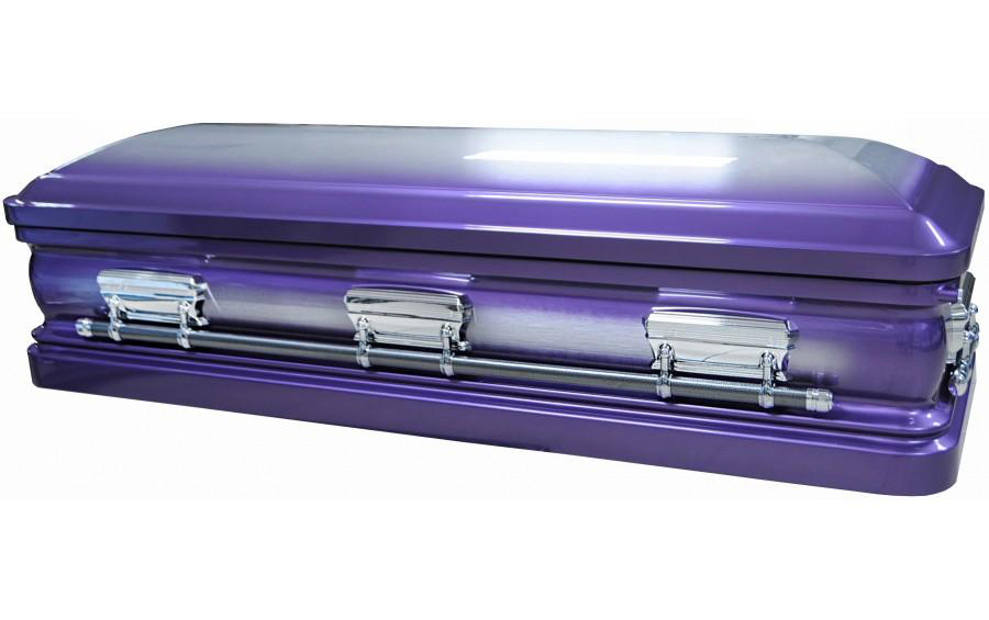 8248-FC - Full Couch w/Foot PanelPurple Casket - Natural BrushWhite Velvet