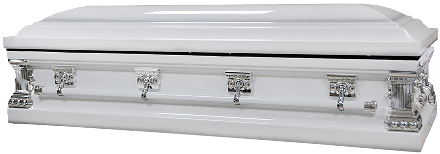 8270-FCA -18g - Lavender Velvet, White Casket, Full Couch Silver HardwareA