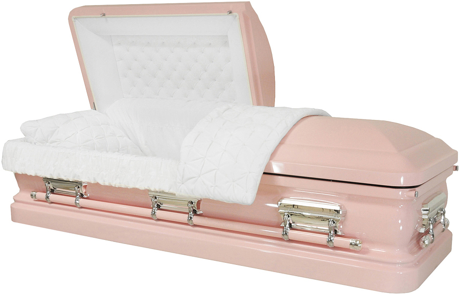8281 - Pink Finish Casket 18gaQuilted and Tufted White Velvet