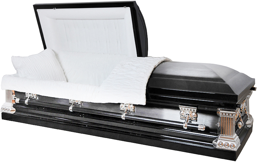 8285 - Black with Natural Brush 18gaOnyx Casket - White Velvet Interior