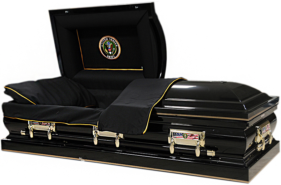 8307X-33 U. S. Army Casket - 32" inside Black Shell, Black Interior Gold Hardware