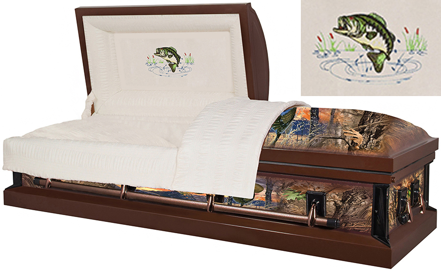 8319 - Fish Wrapped Casket - 18 GaugeFish Embroidery Beige Interior