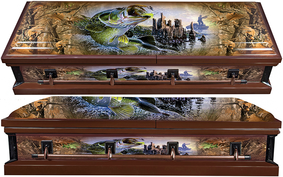 8319a - Fish Wrapped Casket - 18 GaugeFish Embroidery Beige Interior