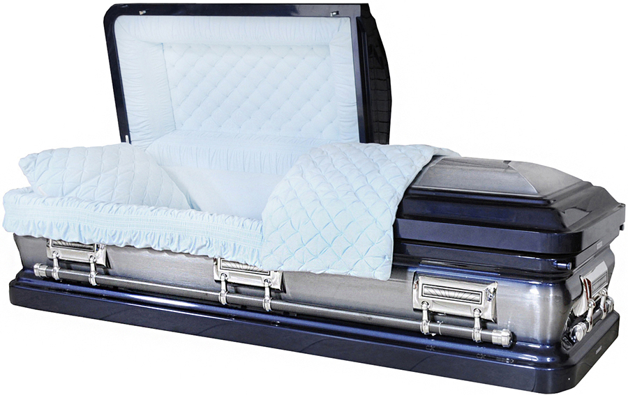 8353 - Navy Blue w/ Natural Brush Light Blue Velvet - Silver Hardware