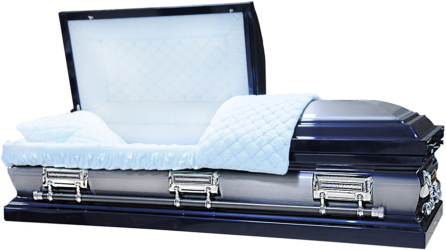 8354 - Navy Blue w/ Natural Brush Light Blue Velvet - Silver Hardware
