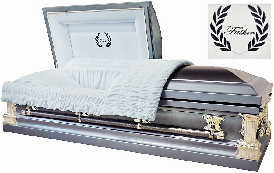 8368 - Father Casket 18gaLight Blue Metallic and Black MetallicLight Blue Velvet