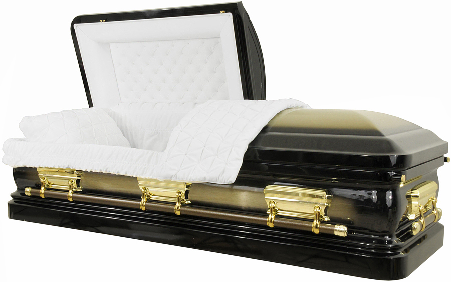 8376 - Black w/ Gold Brush, 18gaWhite Velvet, Gold Hardware