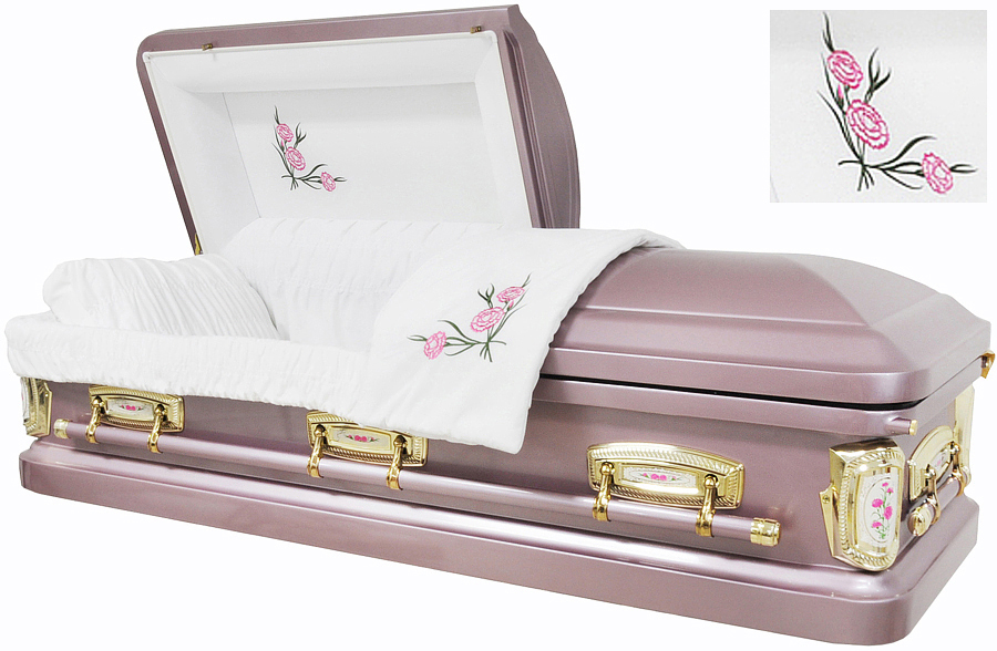 8378 - Carnation Casket 18gaLavender/ Light Purple Casket, White Velvet