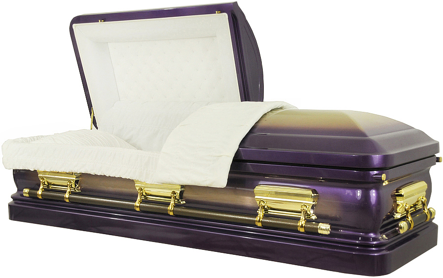 8379 - Purple Metallic w/ Gold Brush, 18gaWhite Velvet, Gold Hardware