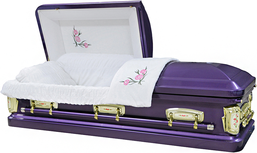 8387 -Purple Carnation Casket 18gaWhite Velvet