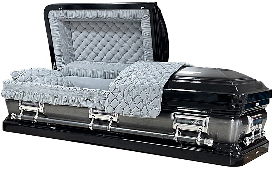 8459-B - Black With Natural Brush, 18gaGrey Velvet, Silver Hardware