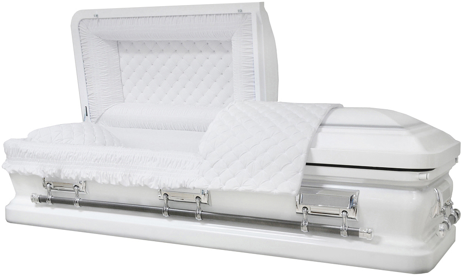 8465 - White Finish 18 gaWhite Velvet, Silver Hardware