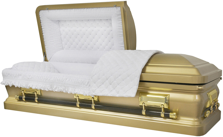 8475 - 18 Gauge Steel CasketGold Metallic, White Velvet