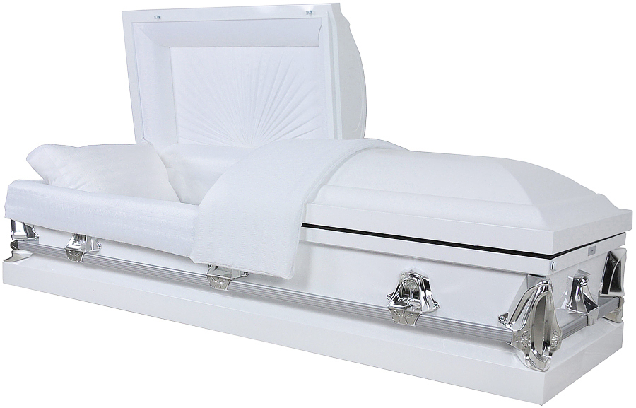 8500 - (With Seal) White w/Silver Accents20g White Crepe, Silver Hardware