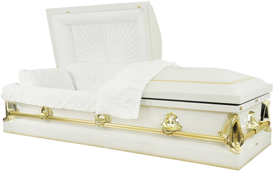 8501 - (With Seal) White w/Gold Accents, 20gWhite Crepe, Gold Hardware