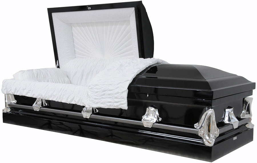 8512 - (With Seal) Black w/Silver Accents, 20gWhite Crepe, Silver Hardware