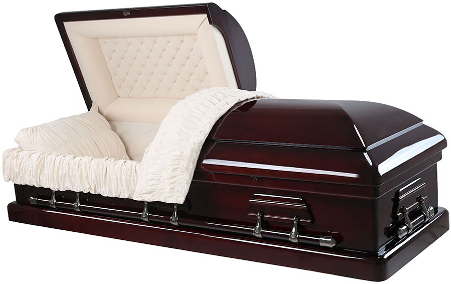 8572 Solid Mahogany High Gloss, Cream Velvet Dark Silver Hardware