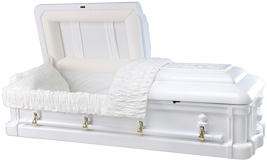 8573 - Solid White Painted Mahogany Carved Top,High Gloss Cream Velvet, Gold Hardware
