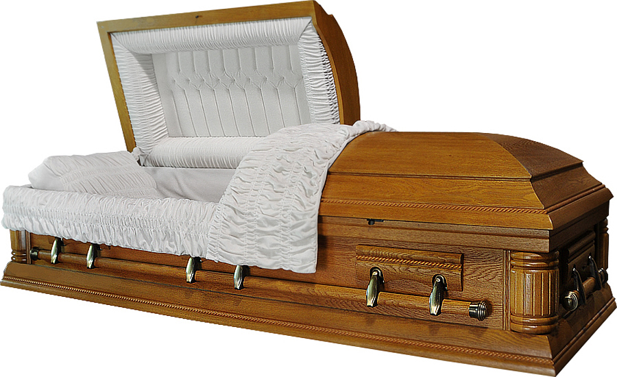 8604 - Oak Wood Veneer CasketTufted Design Head Panel