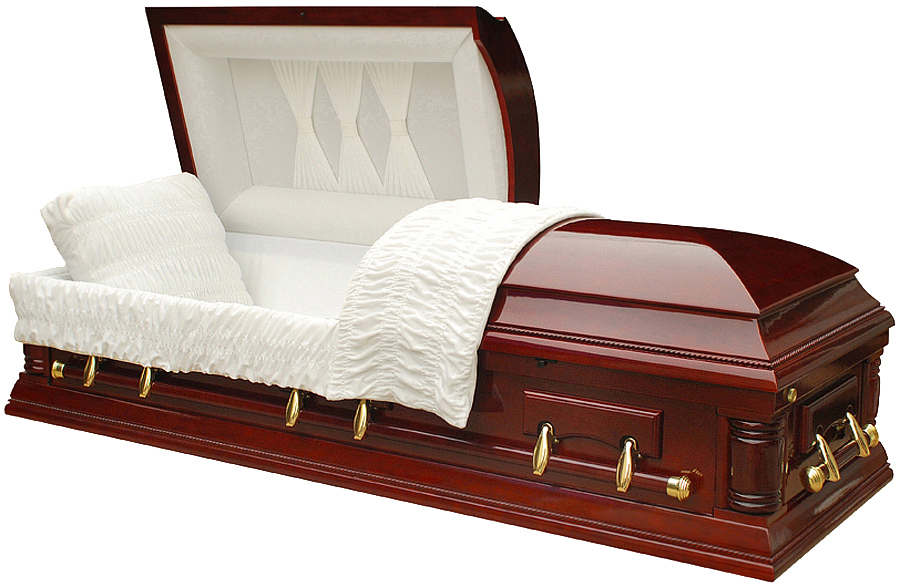 8615 - Cherry Veneer CasketSoft Velvet Eggshell White Interior