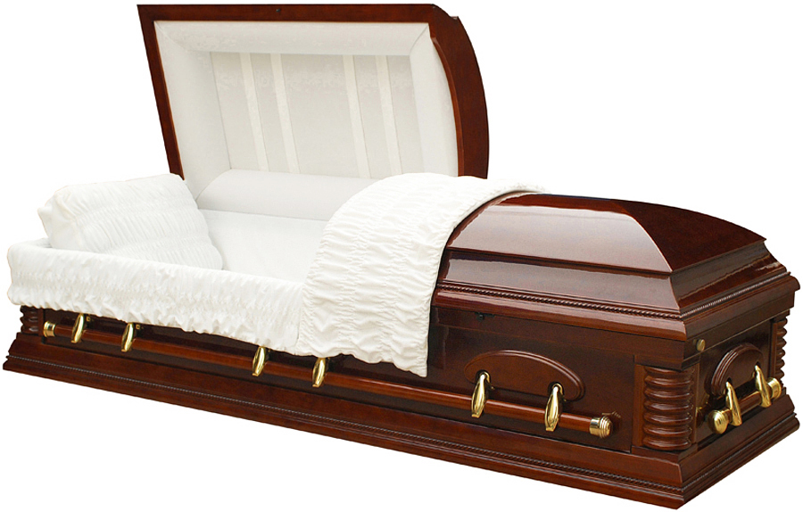 8656 - Cherry Veneer Casket White Velvet Interior - Panel Size A