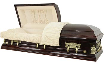 8672 - Cherry Wood Veneer CasketAlmond Velvet, Pieta, Last Supper