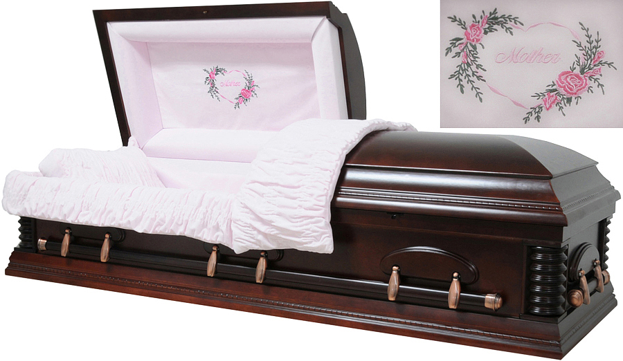 8678A - Cherry Wood Veneer Mother CasketPink Velvet
