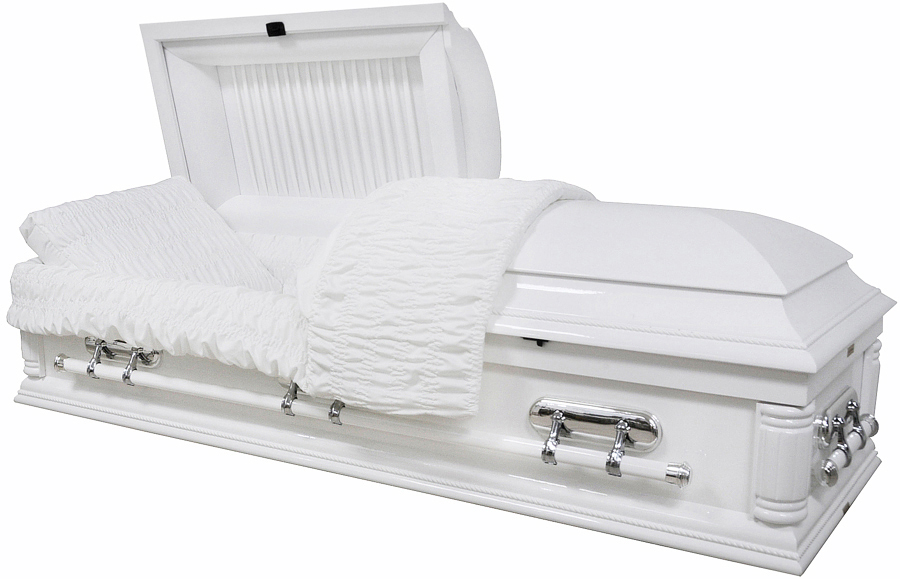 8732 - White Solid Poplar Casket--White Velvet Interior
