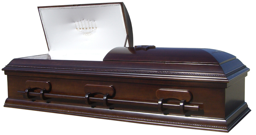 8804 - Solid Poplar Jewish Casket White Crepe InteriorWith or Without Star of David