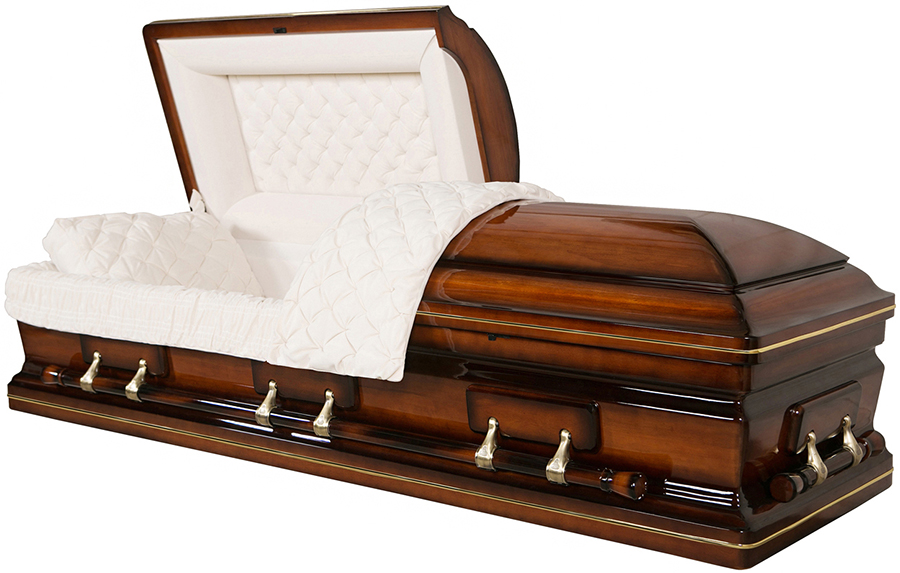 8817 - Antiqued Solid Poplar Wood CasketAlmond Velvet Interior, High Gloss