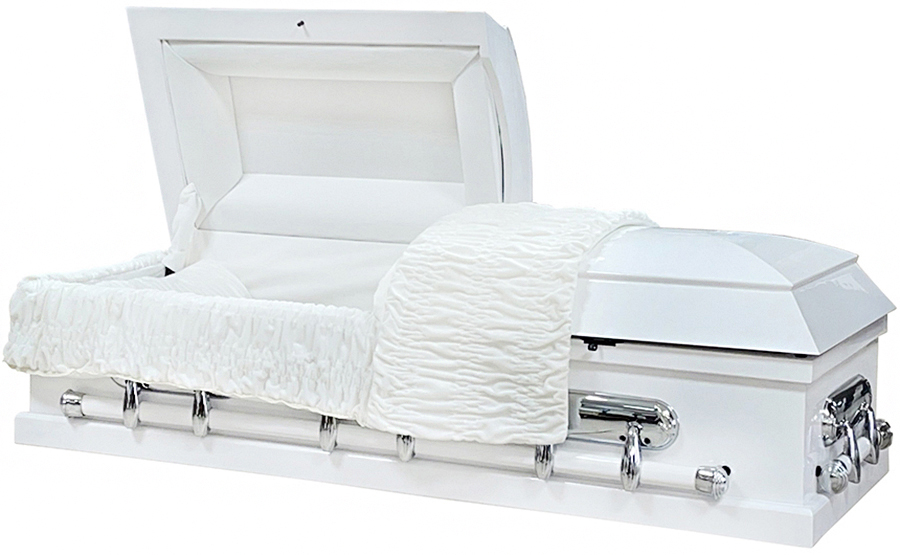 8819-HC-54" Child's White Wood, Silver Hardware inside 54"L x17.5W