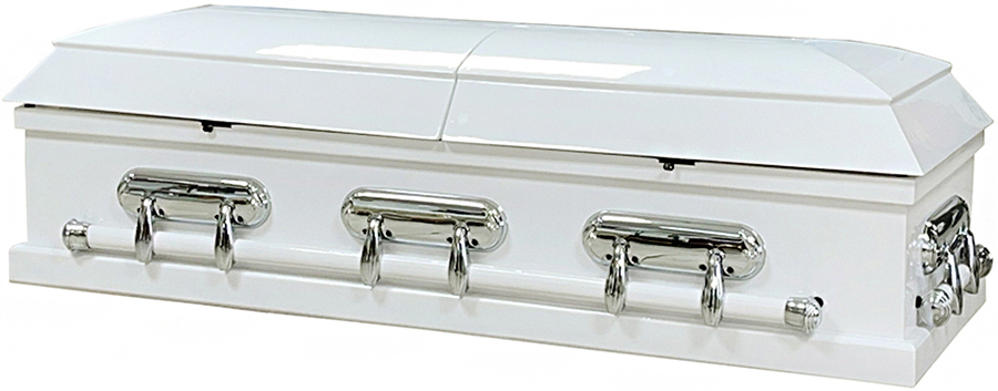8819-HCa-54" Child's White Wood, Silver Hardware Inside 54"L x17.5W