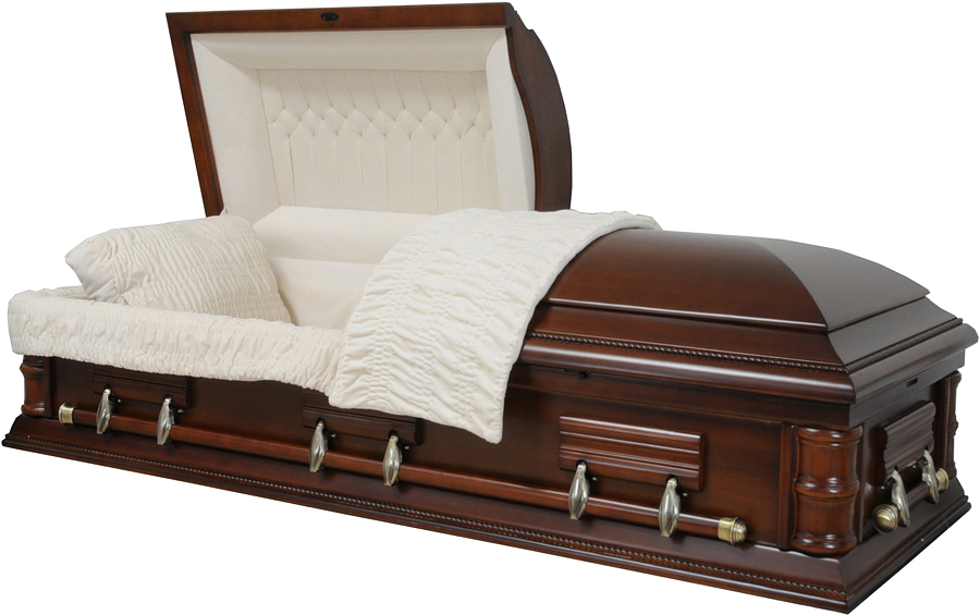 8851 - Solid Oak CasketCream Velvet Interior