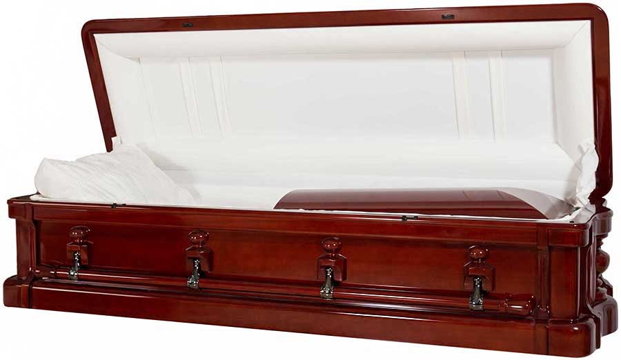 8865FC - Solid Mahogany Full CouchCarved Top Cream VelvetHigh Gloss Inside 22.5