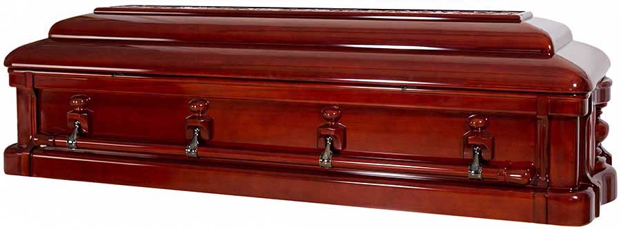 8865FC - Solid Mahogany Full CouchCarved Top Cream VelvetHigh Gloss Inside 22.5
