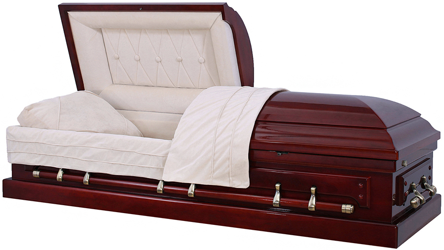 8868 - Solid Cherry Casket High GlossCream Velvet Interior